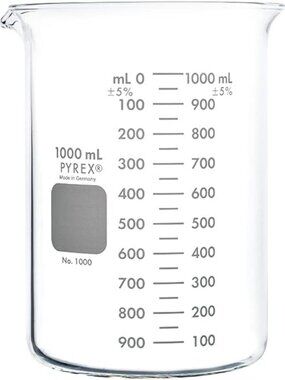 Premium Borosilicate Glass Beaker Set - 1L Graduated Measuring Beakers with
